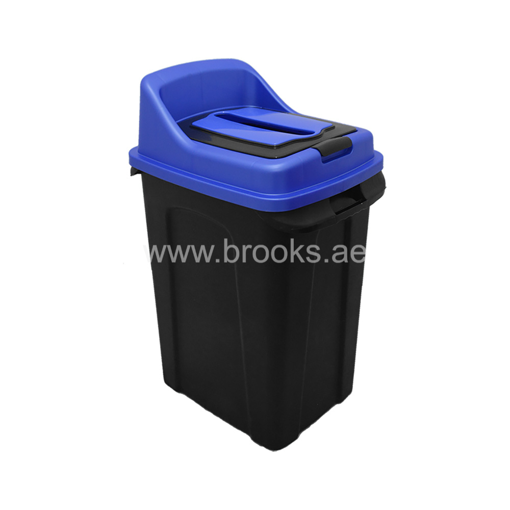 BEEGAL plastic open bin black with blue lid for paper 70Ltr.