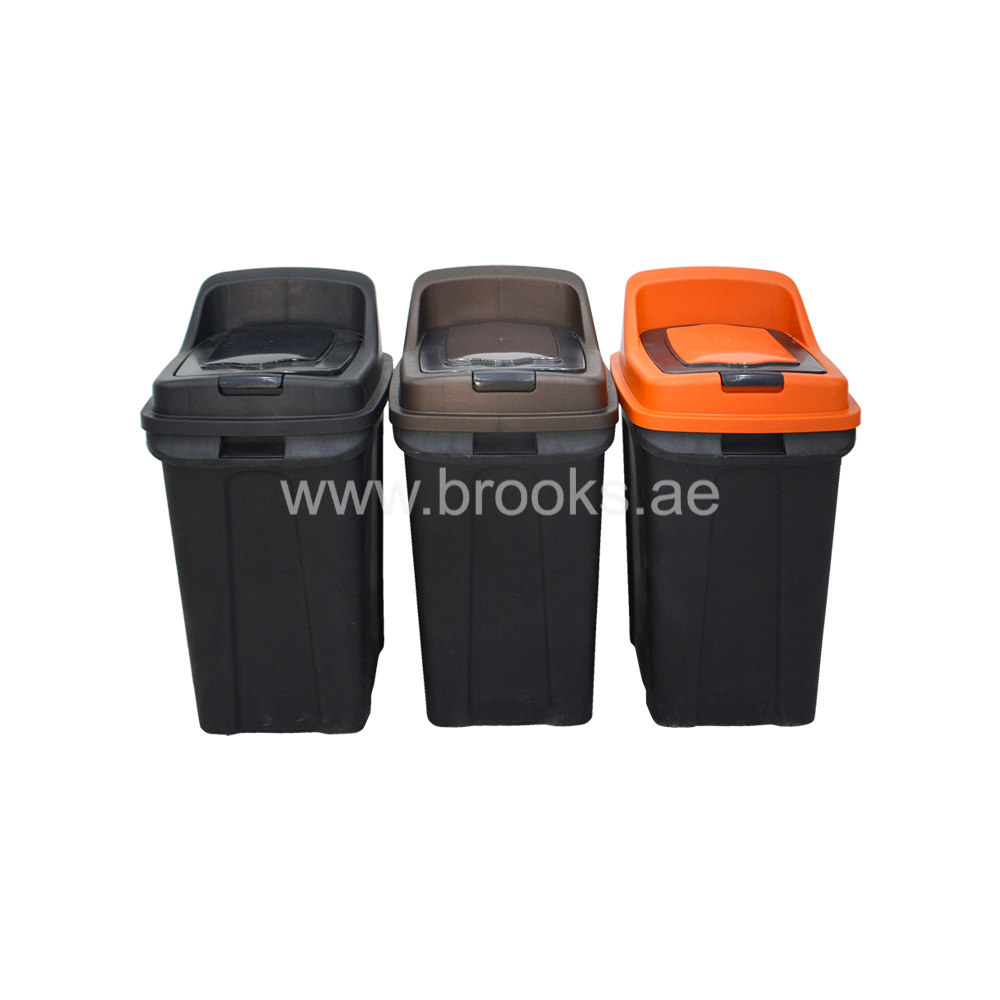 BEEGAL plastic black bin with flat color lid 70Ltr.