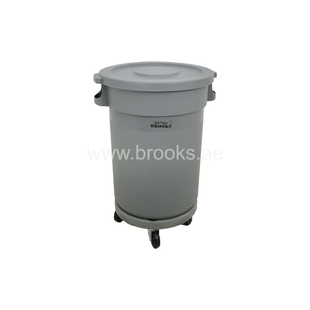 Brooks Plastic Drum with wheelbase & lid 80Ltr.