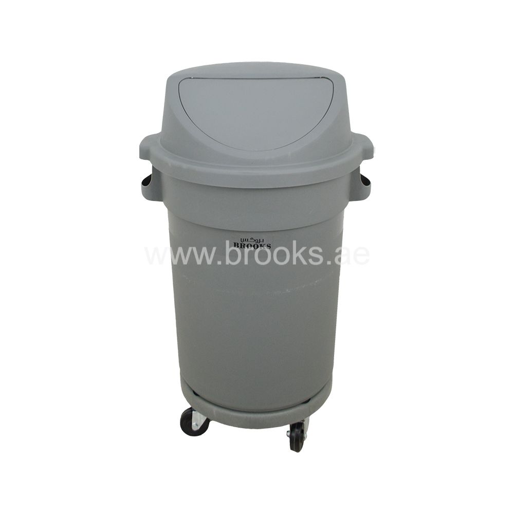 Brooks Plastic Drum with push lid & wheelbase 80Ltr.
