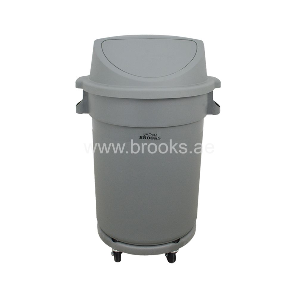 Brooks Plastic Drum with push lid & wheelbase 120Ltr.