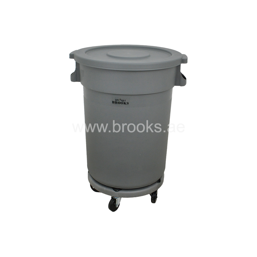 Brooks Plastic Drum with wheelbase & lid 120Ltr.