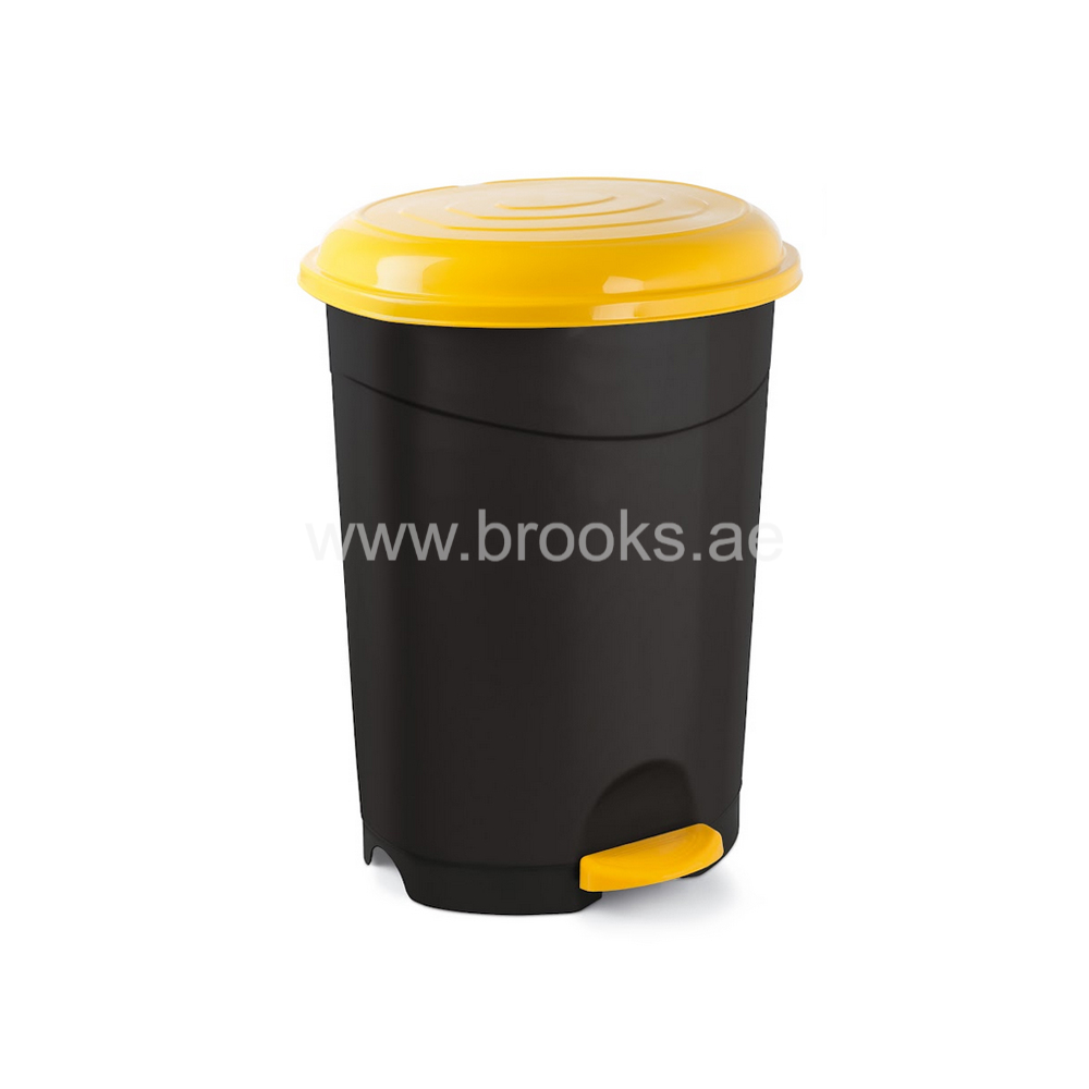 BROOKS CHERRY Plastic pedal bin black with color lid 50Ltr.