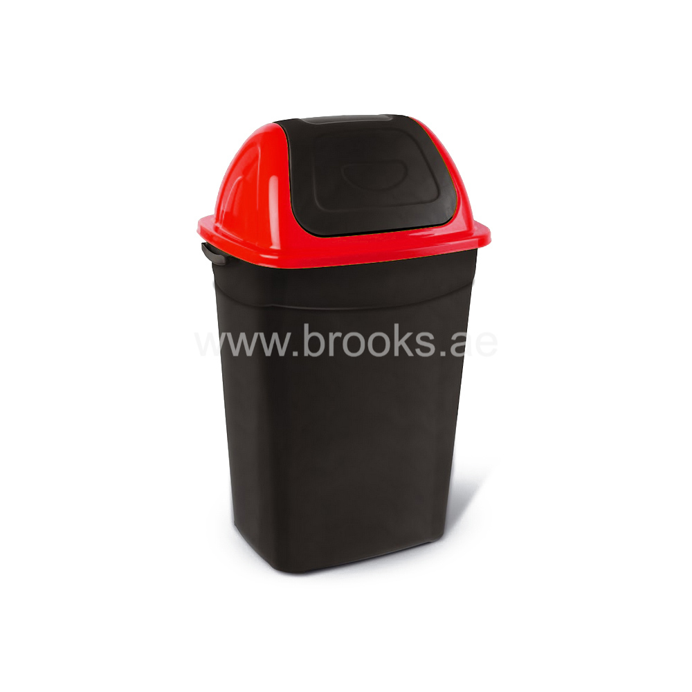 BROOKS SUMMER Plastic swing dust bin black with color lid 50Ltr