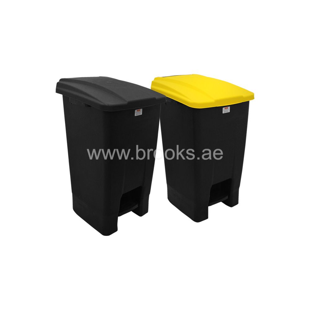 EXO Plastic slim pedal bin Black with color lid 70Ltr.