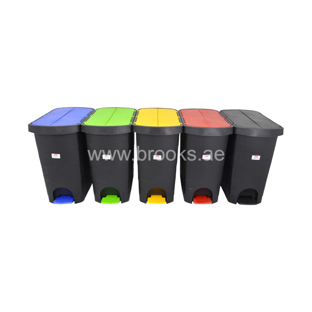 TETRA Plastic slim pedal bin black with color lid 60Ltr
