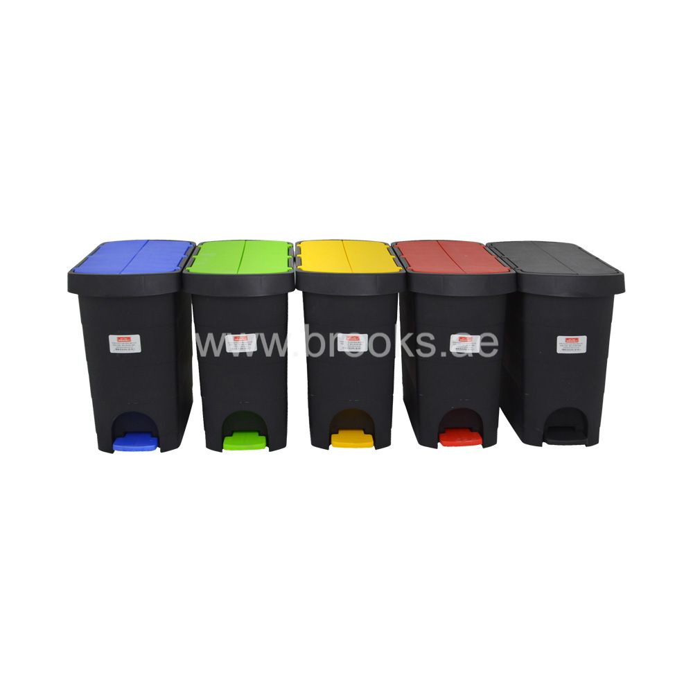 TETRA Plastic slim pedal bin black with color lid 9Ltr.
