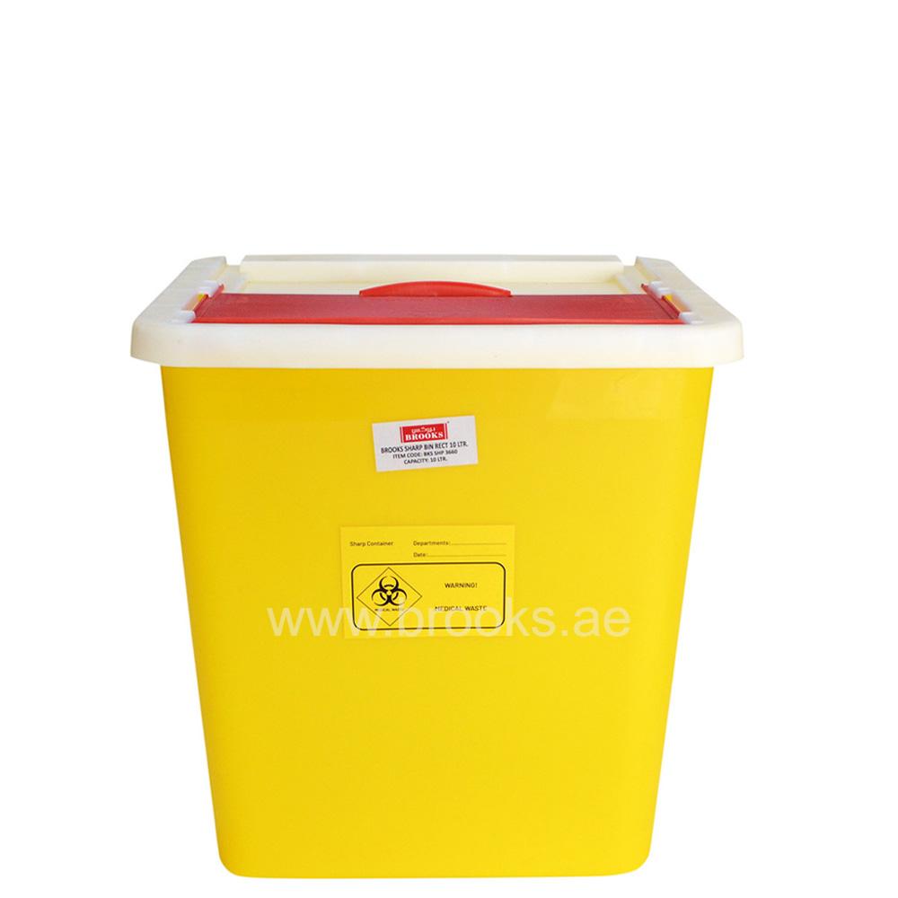 Brooks Plastic sharp rect waste container 10Ltr.