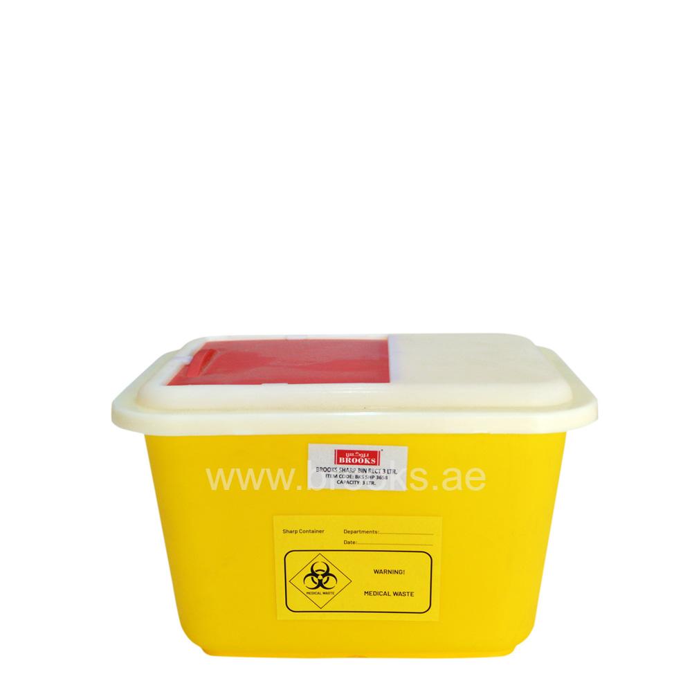 Brooks Plastic sharp rect waste container 3Ltr.