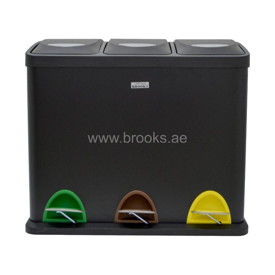 Brooks Zolis 3Stream Recycle Pedal Bin FPR 24Ltr Black