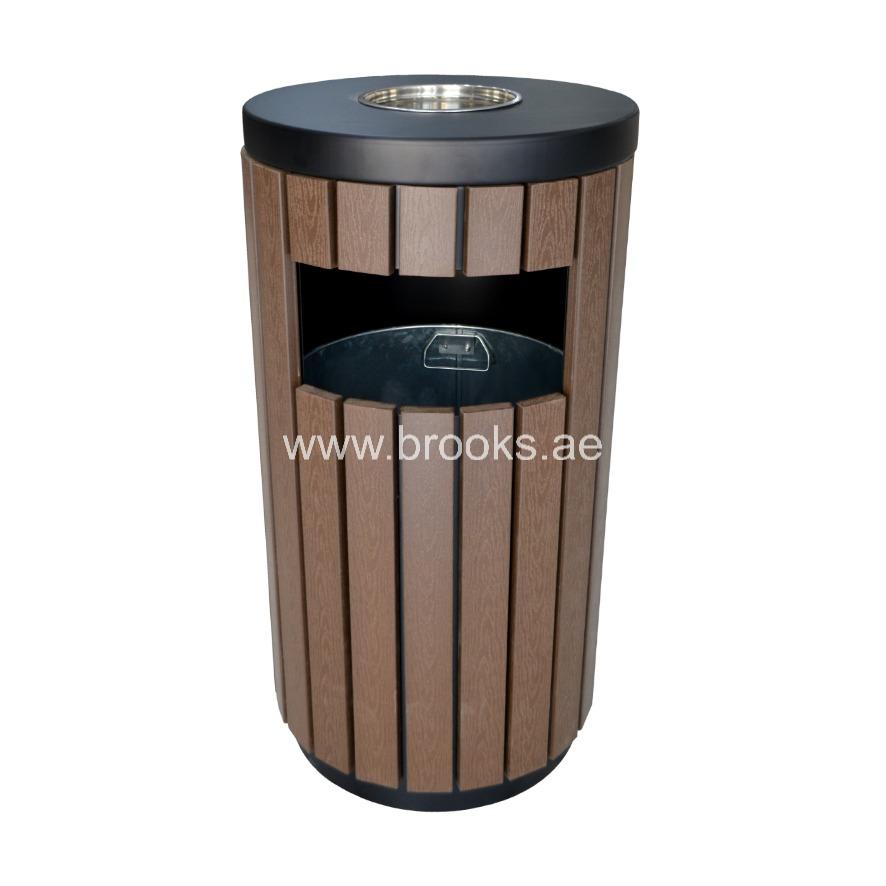 Brooks Prism Metal Round Ashtray Bin Coffee Black 40Ltr