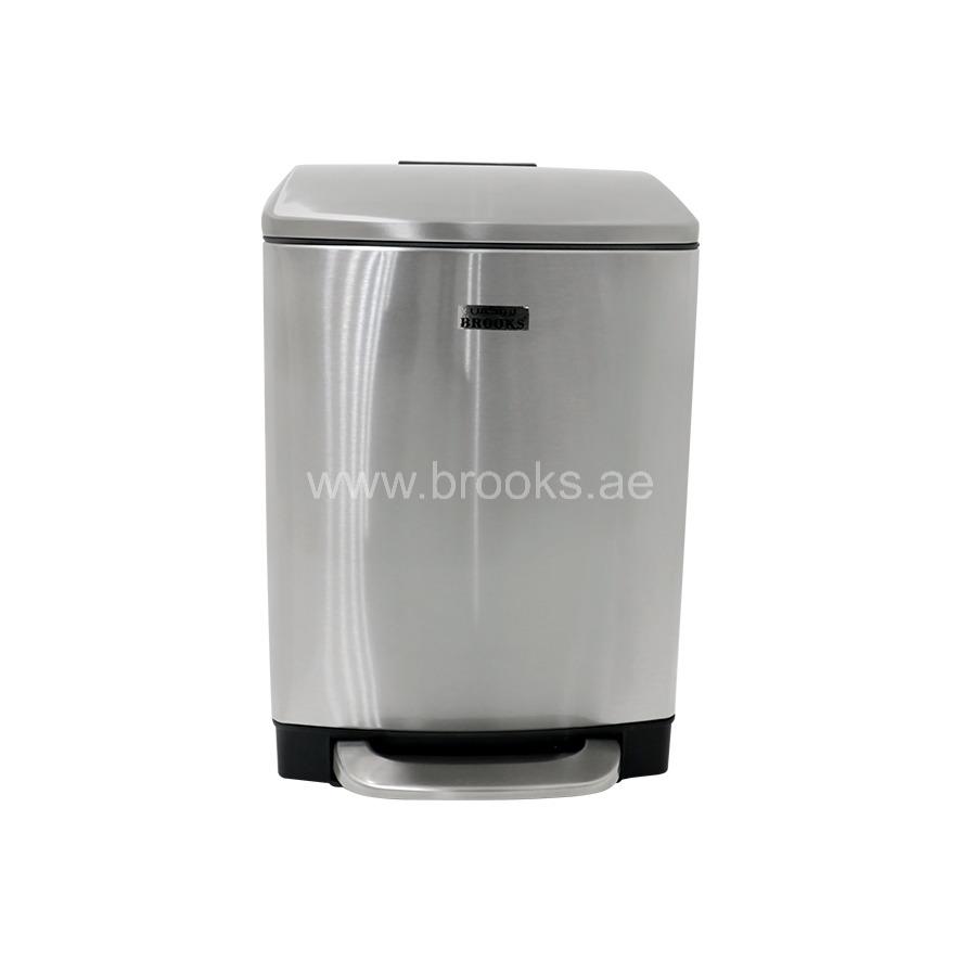Brooks Highpro SS FRP Pedal Bin 6 Ltr Silver 