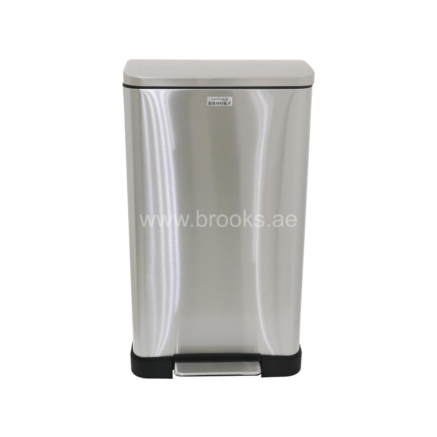 Brooks CANVO Matt Steel Silver Pedal Bin 50Ltr
