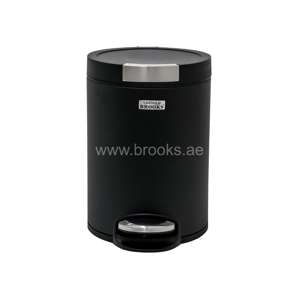 Brooks ELVY Matt Steel Black Pedal Bin 5 Ltr