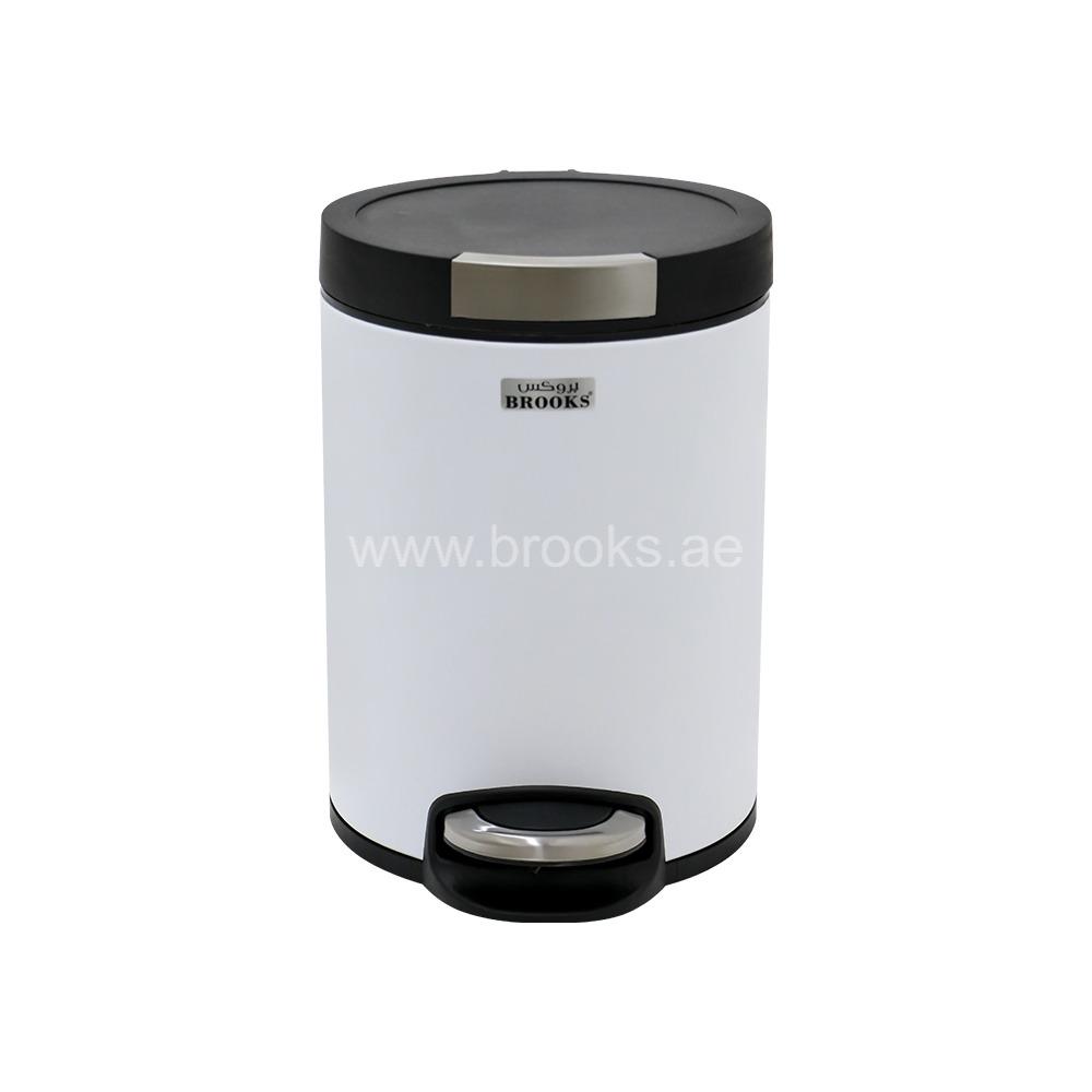 Brooks ELVY Matt White Pedal Bin 5 Ltr