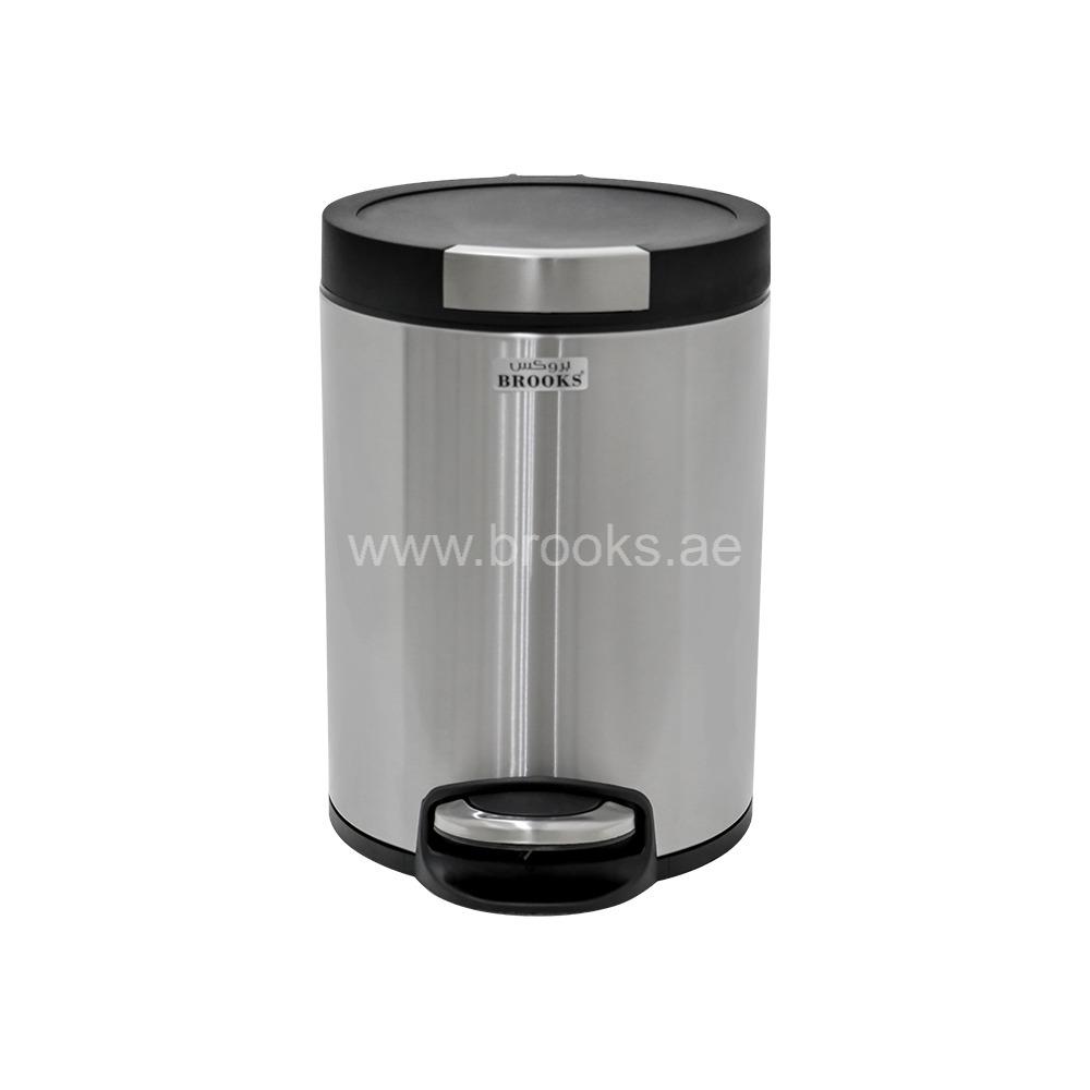 Brooks ELVY Matt Steel Silver Pedal Bin 5Ltr 