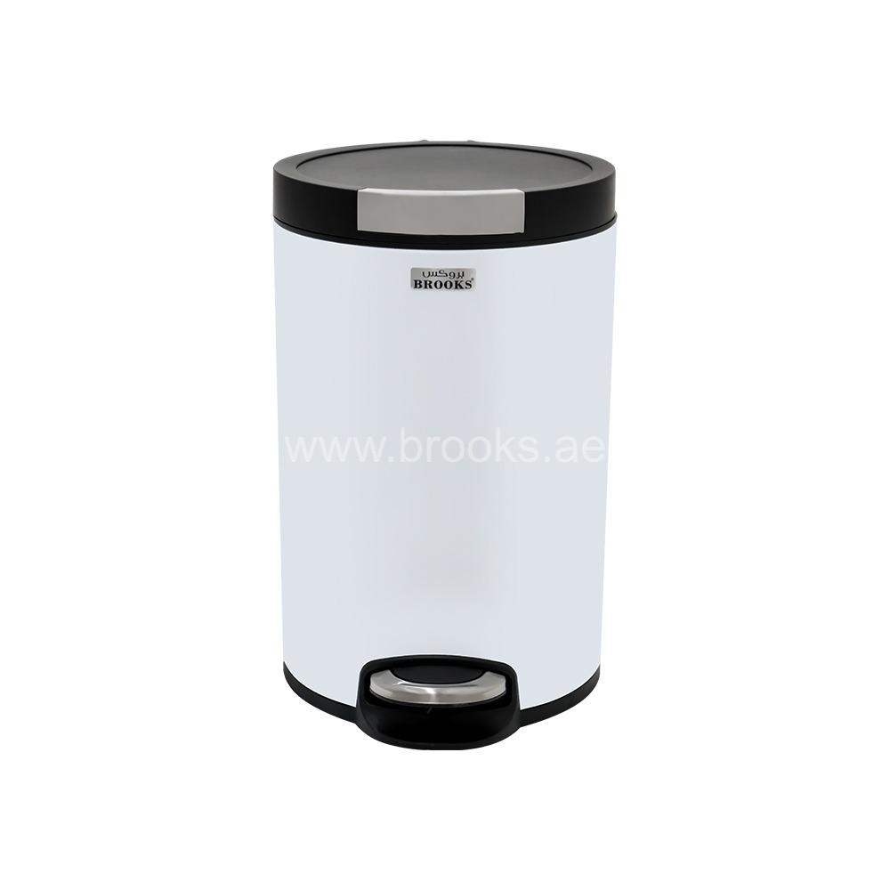 Brooks ELVY Matt White Pedal Bin 8Ltr