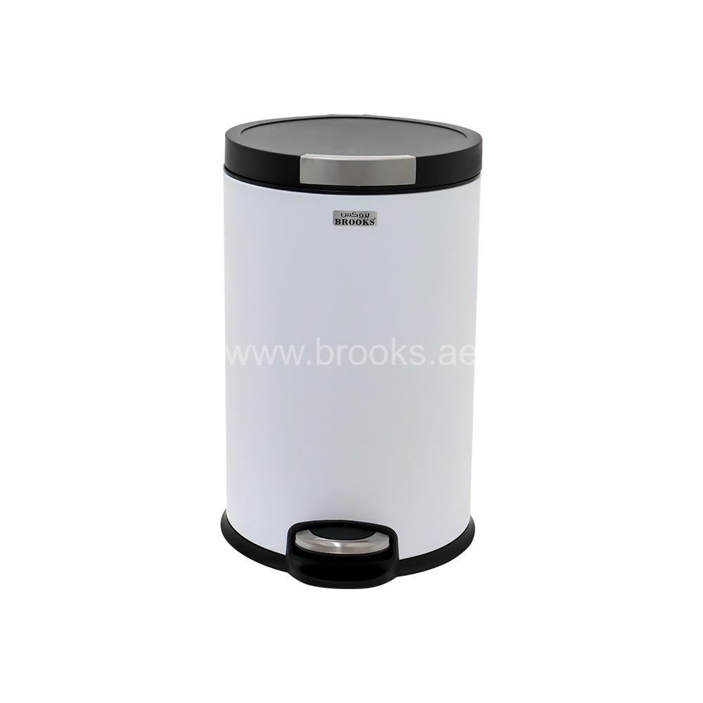 Brooks ELVY Matt White Pedal Bin 12Ltr