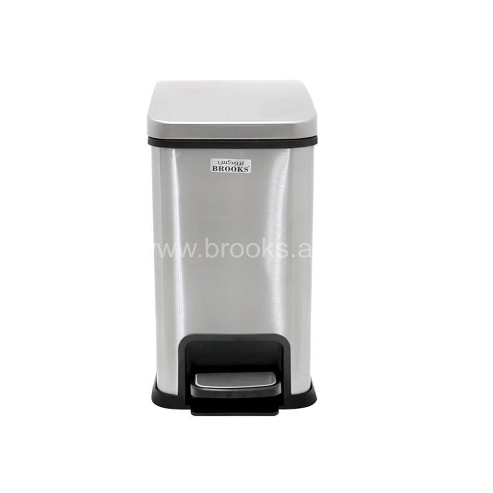 Brooks BINVA Matt Steel Silver Pedal Bin 8Ltr