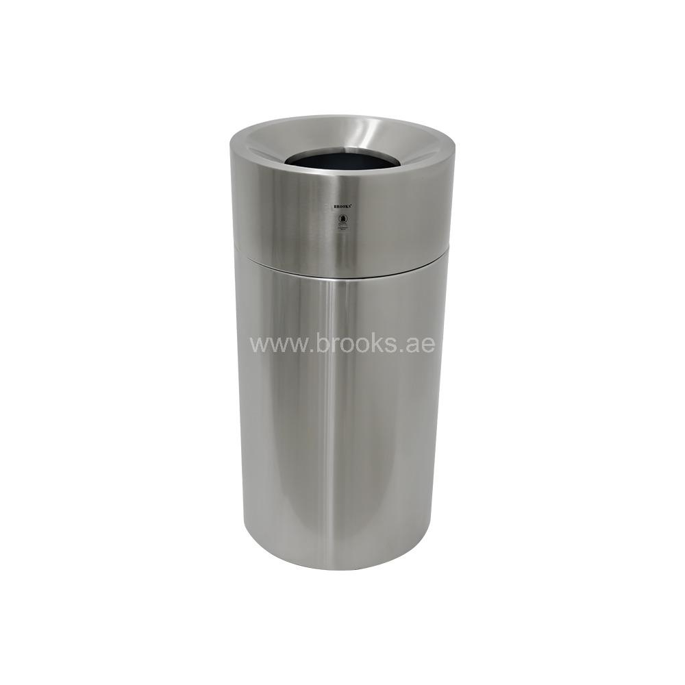 Brooks EZRA SS FRP MATT Open Recycle Bin Silver 60 Ltr