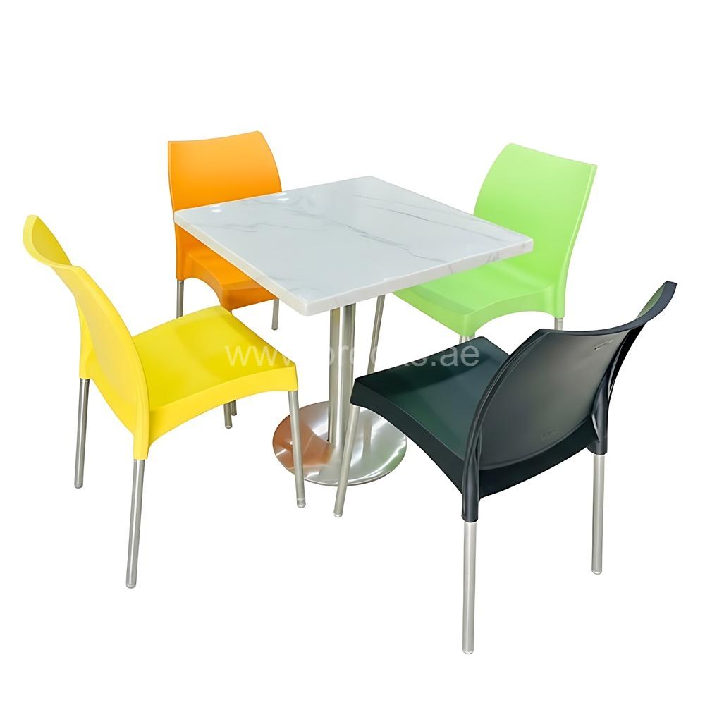 NOVELLA 07 Chair Square Marble Top Table Set