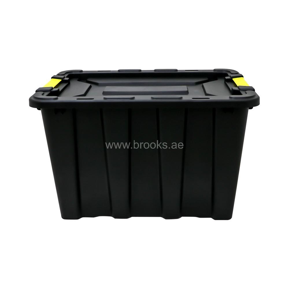 Brooks HELVI Heavy Duty Storage Tote Black 55Ltr with Lid