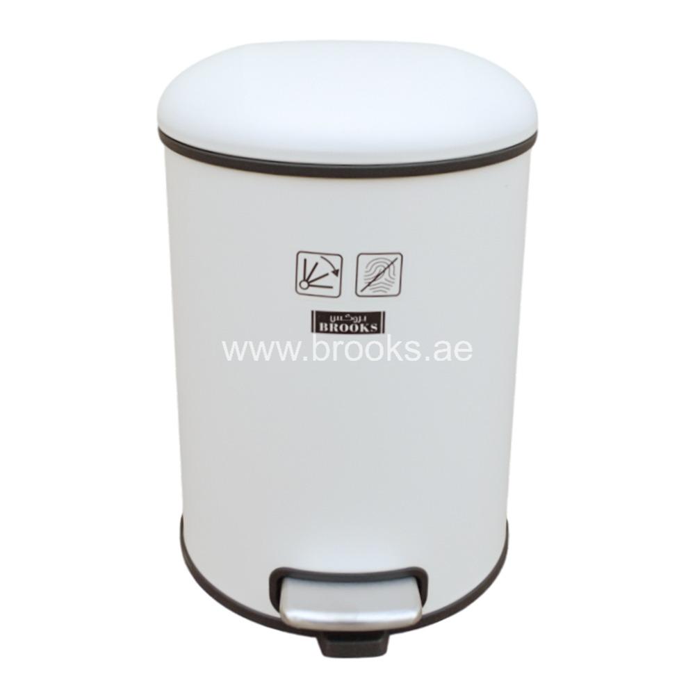 Brooks Choice SS Pedal Bin White 5Ltr
