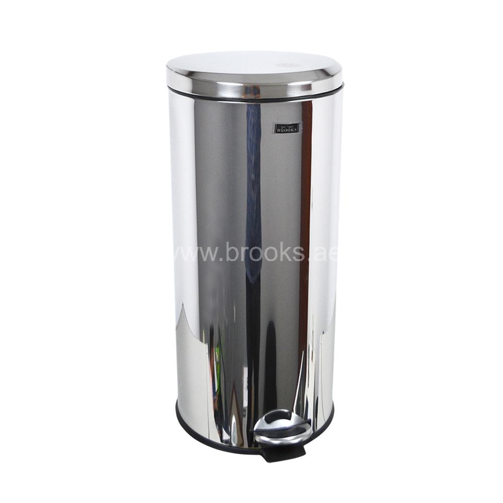 Brooks SS Pedal Bin Moonlid 30Ltr Mirror Finish
