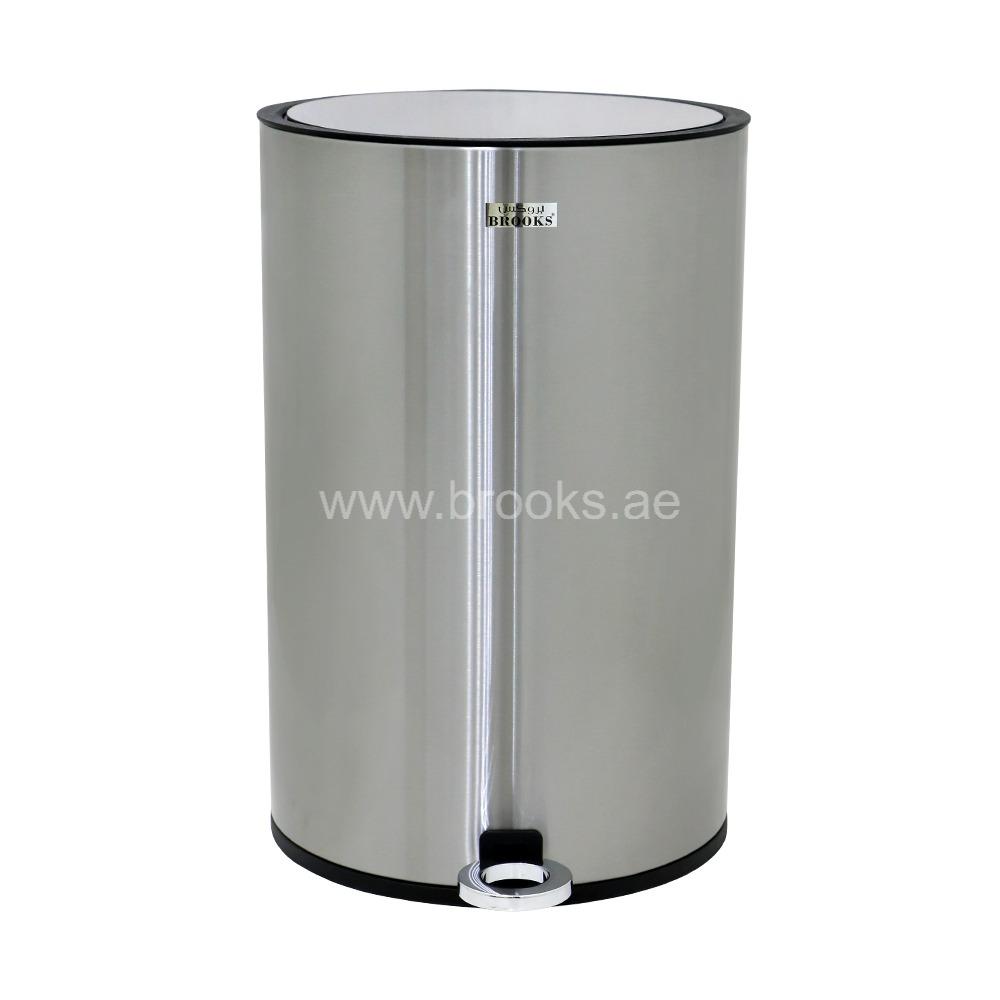 Brooks Zora SS Pedal Bin Silver+Black 12Ltr