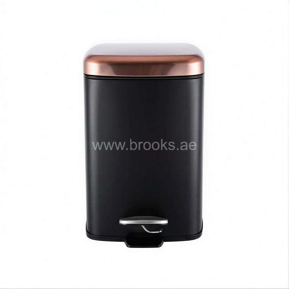 Brooks Black Square Bin with Copper lid 6Ltr