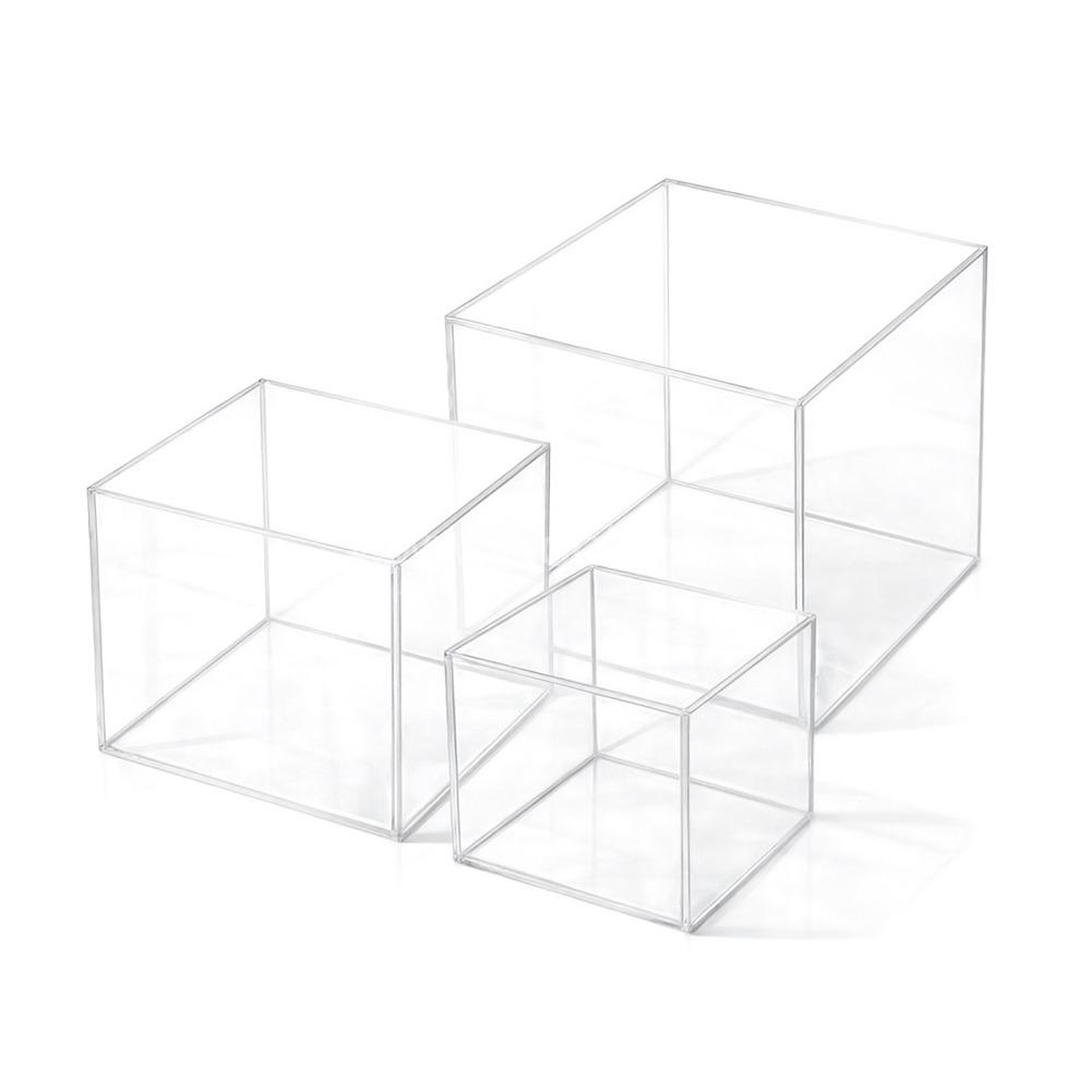 Veelex Clear Acrylic Cube Boxes Risers Display Stand 3pcs Per Pack