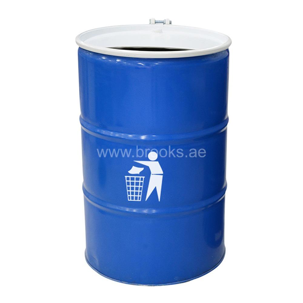 Drum Waste Bin with Flat Lid 