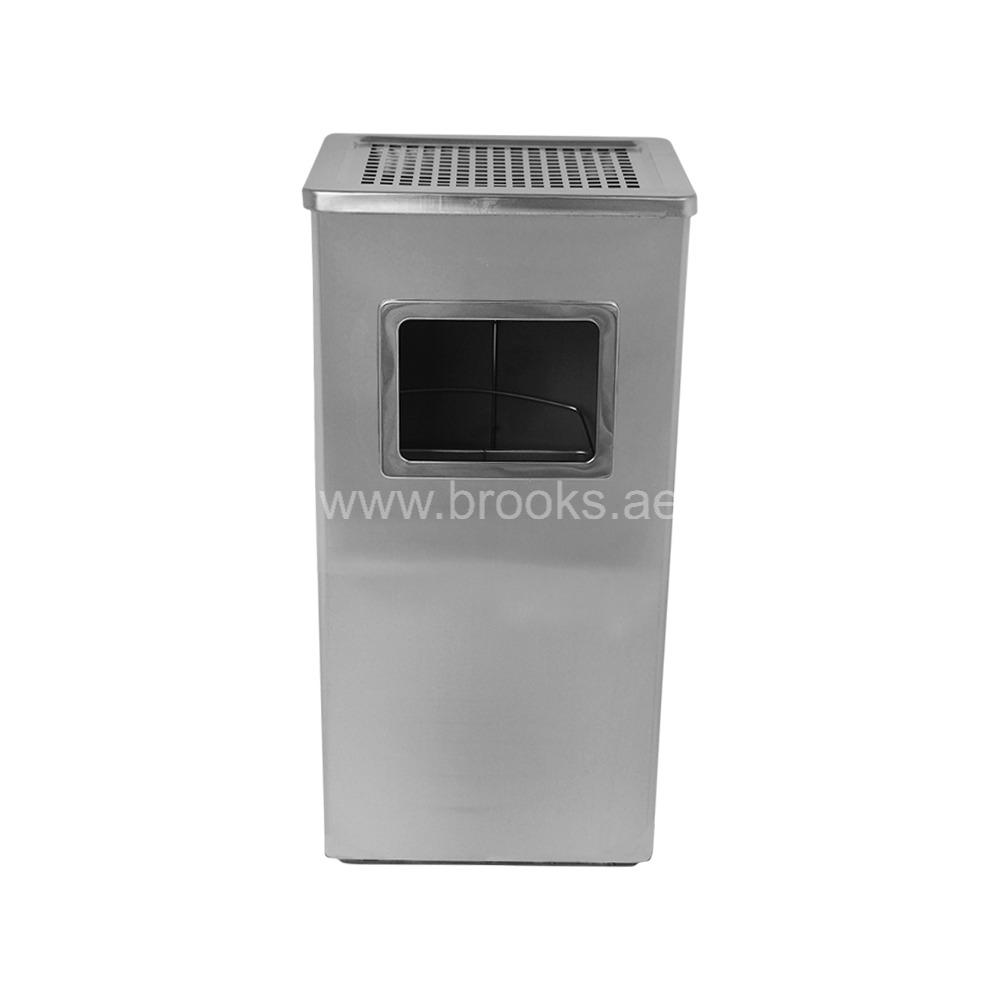 Brooks Flomax SS Square Ashtray Bin Matt 30Ltr