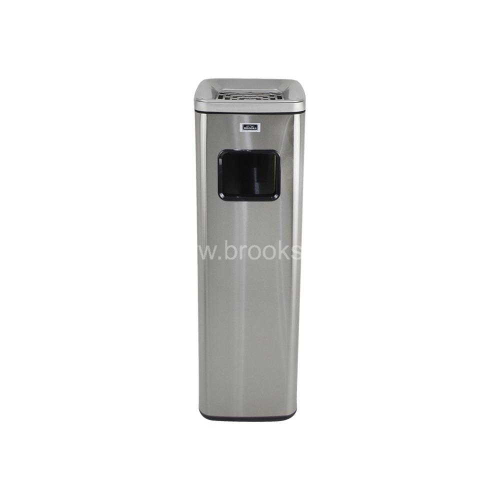 Brooks Yuka Ashtray Bin Square Silver 16Ltr