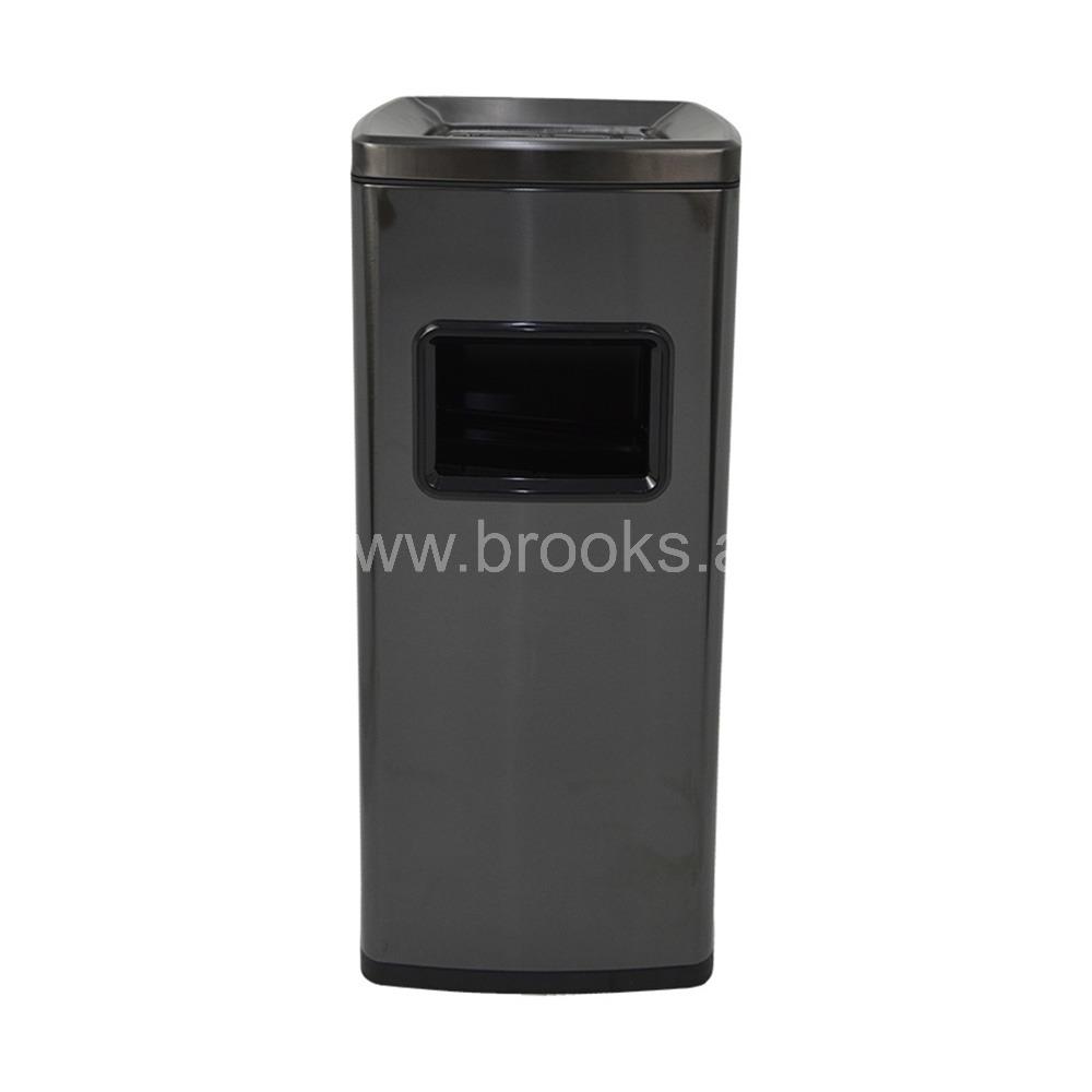 Brooks SS Black Gold Square Ashtray Bin 15Ltr 