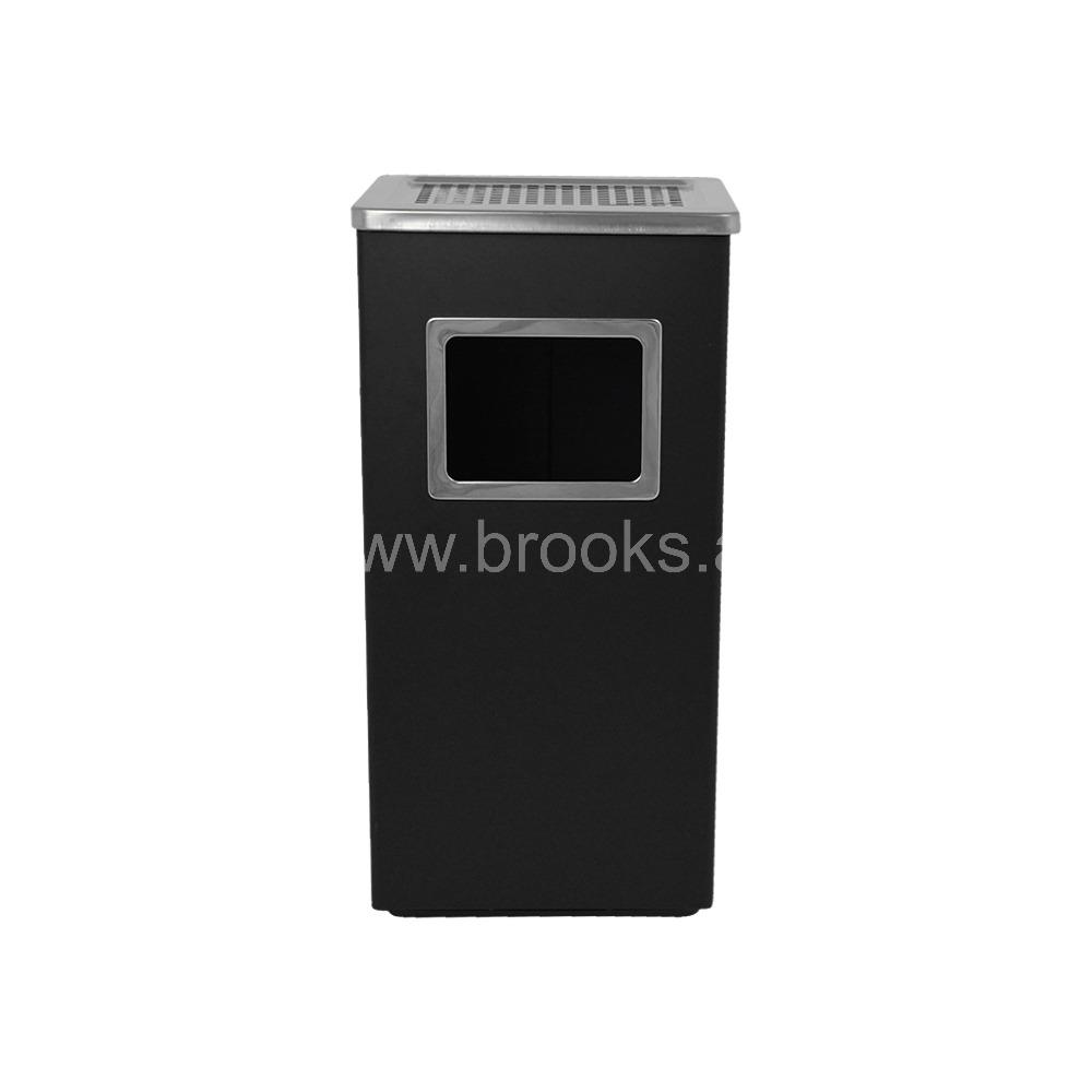 Brooks Flomaxx SS Square Ashtray Bin Black 30Ltr