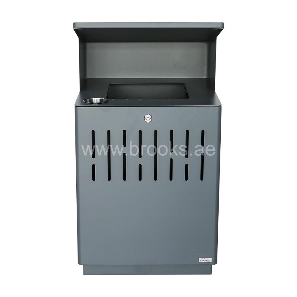 Brooks Vencci Square GS Ashtray Bin Grey 72Ltr 