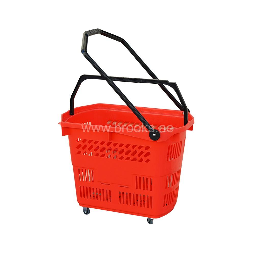 Plastic Trolley Shopping Basket Red