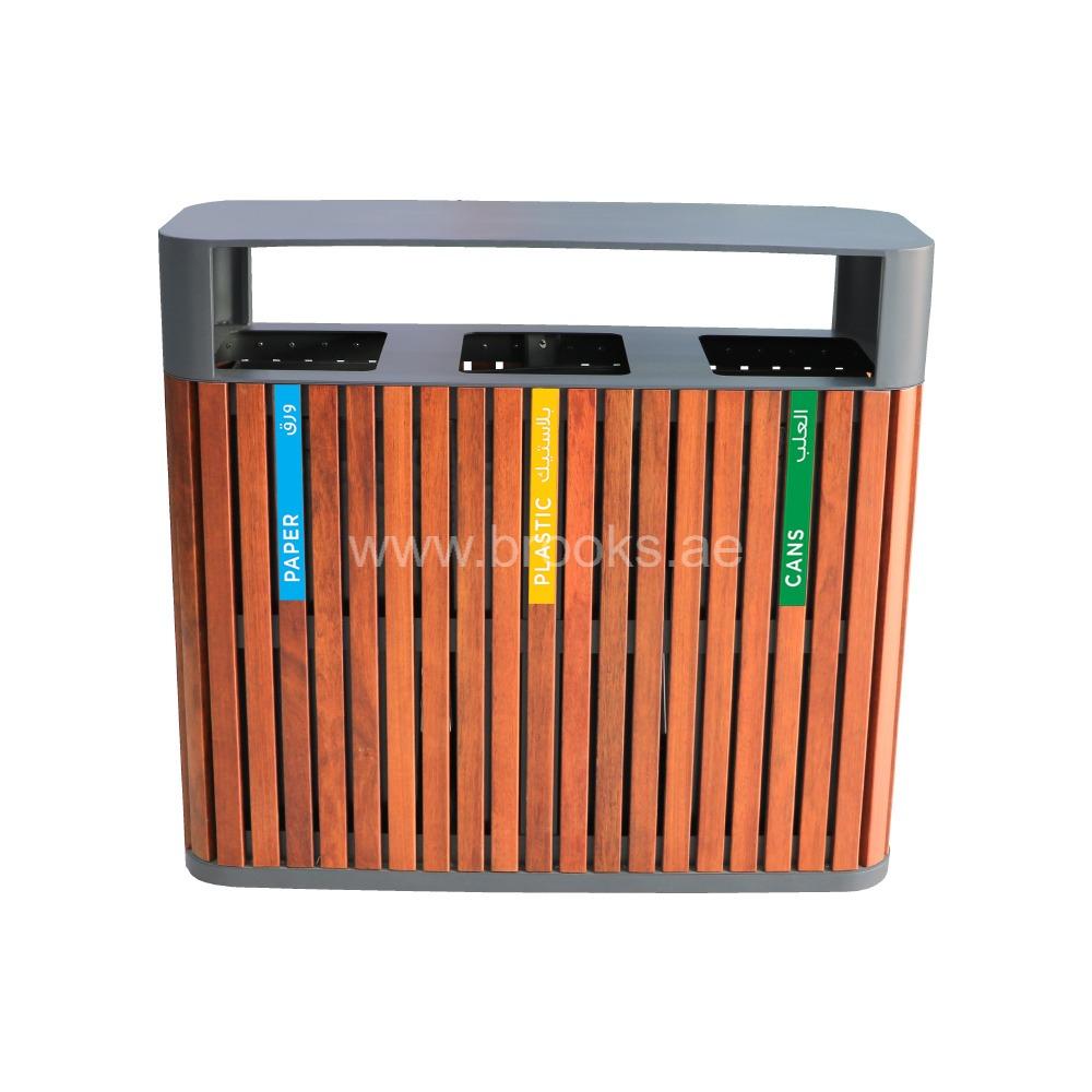 Brooks Elnov 3 Stream Recycle Bin Metal + Wood