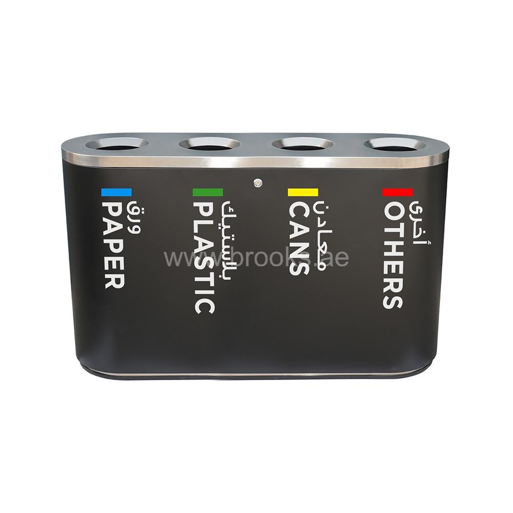 Brooks 4 Stream SS Recycle Bin Black 180Ltr