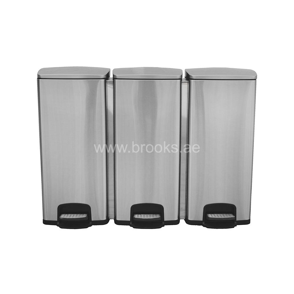 Brooks Cornet SS 3 Stream Recycle Pedal Bin 90Ltr