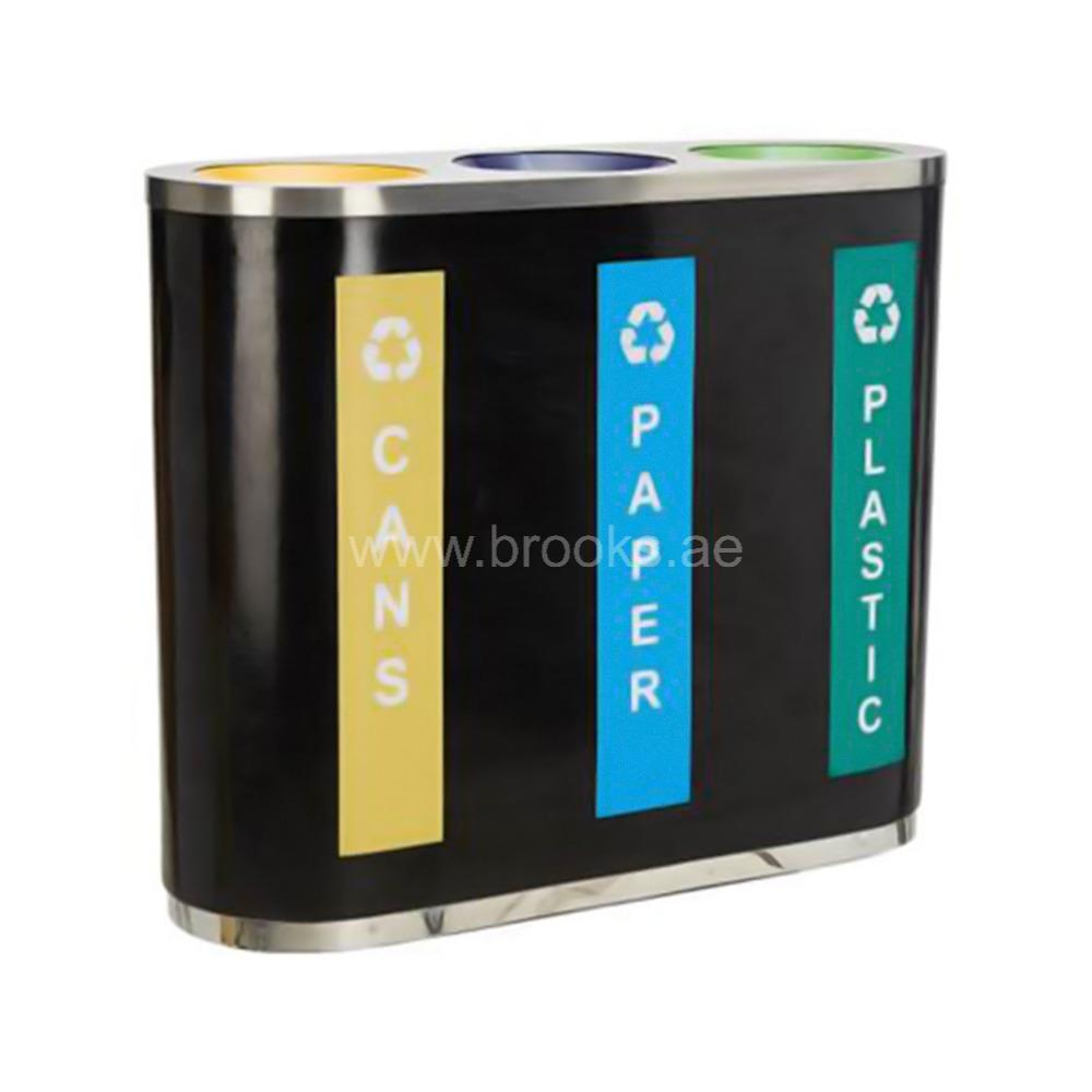 Brooks 3 Stream Recycle Fiber Bin Black