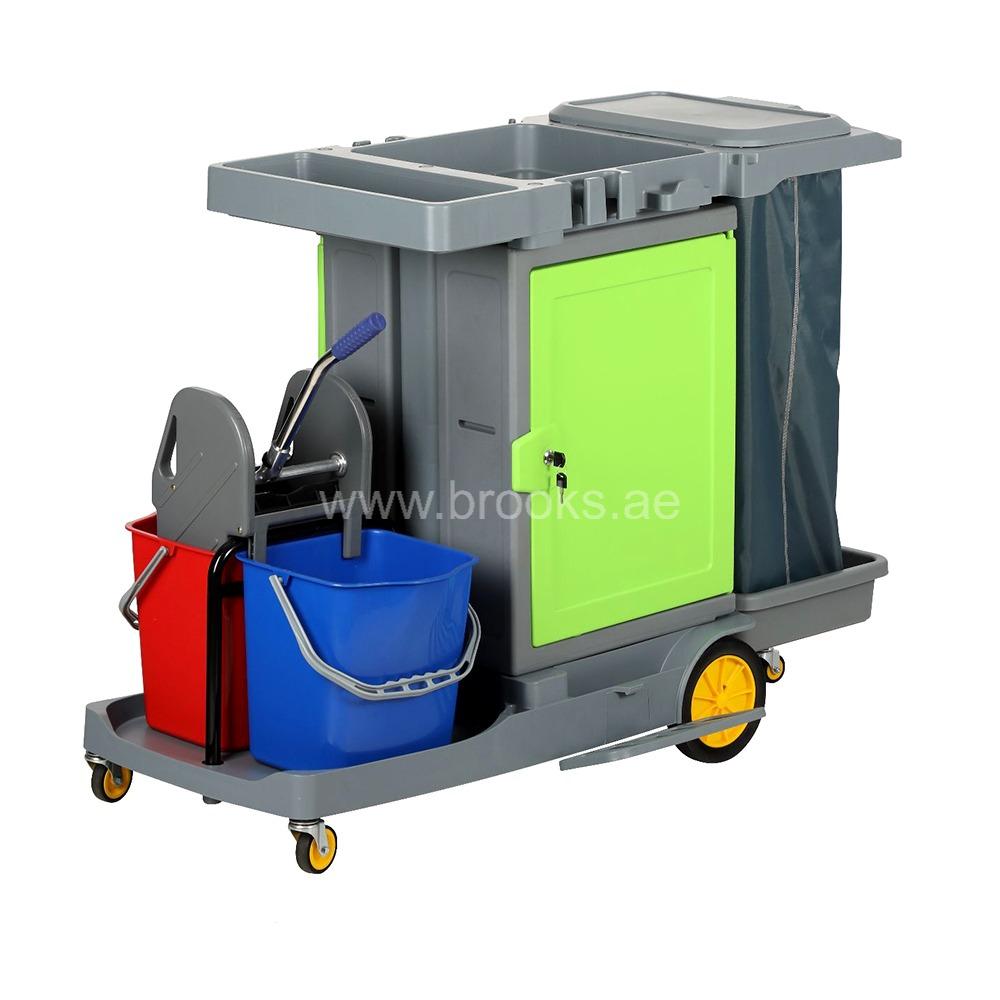 Brooks Janitor Cart with Mop Wringer+Door