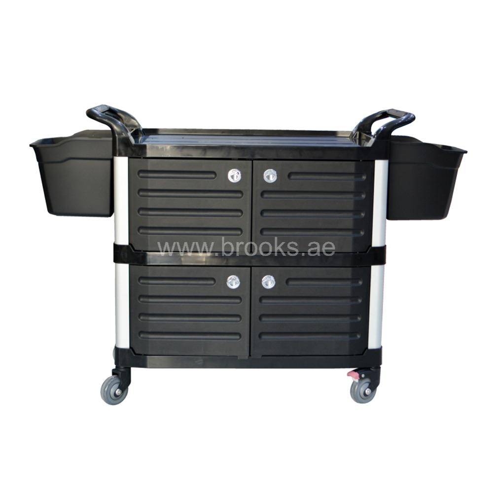 Brooks Artax Service Cart Black with Door & Bucket