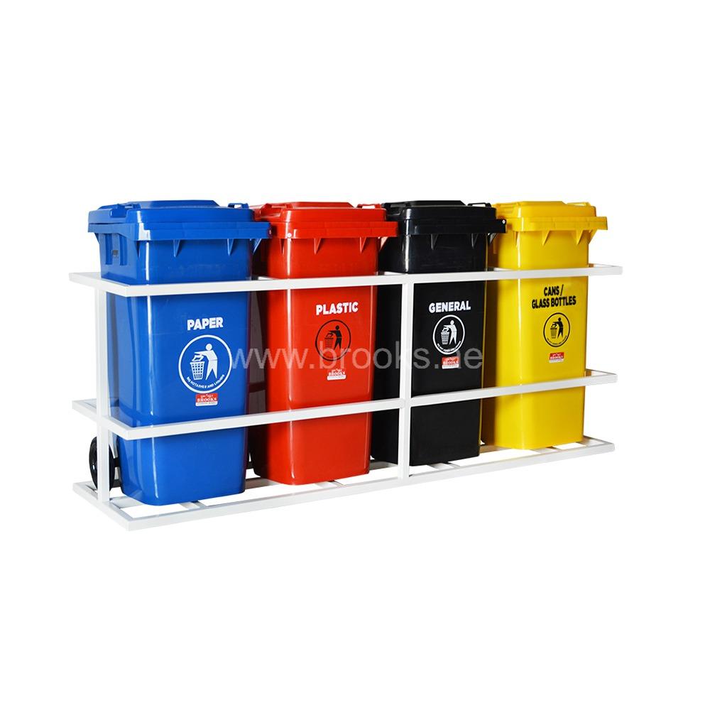 Brooks Plastic Waste Bin with Metal Frame 120Ltr (4pcs set)