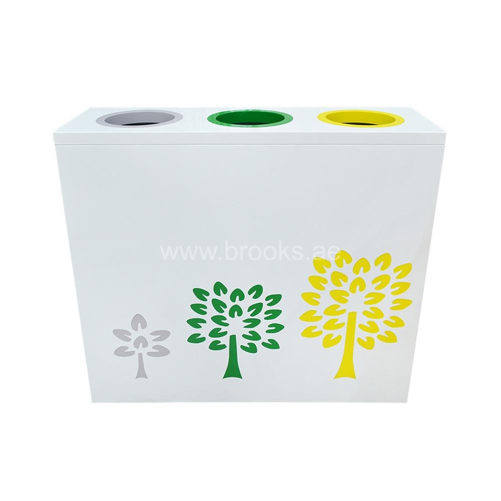 Brooks 3 Stream Recycle Bin White 