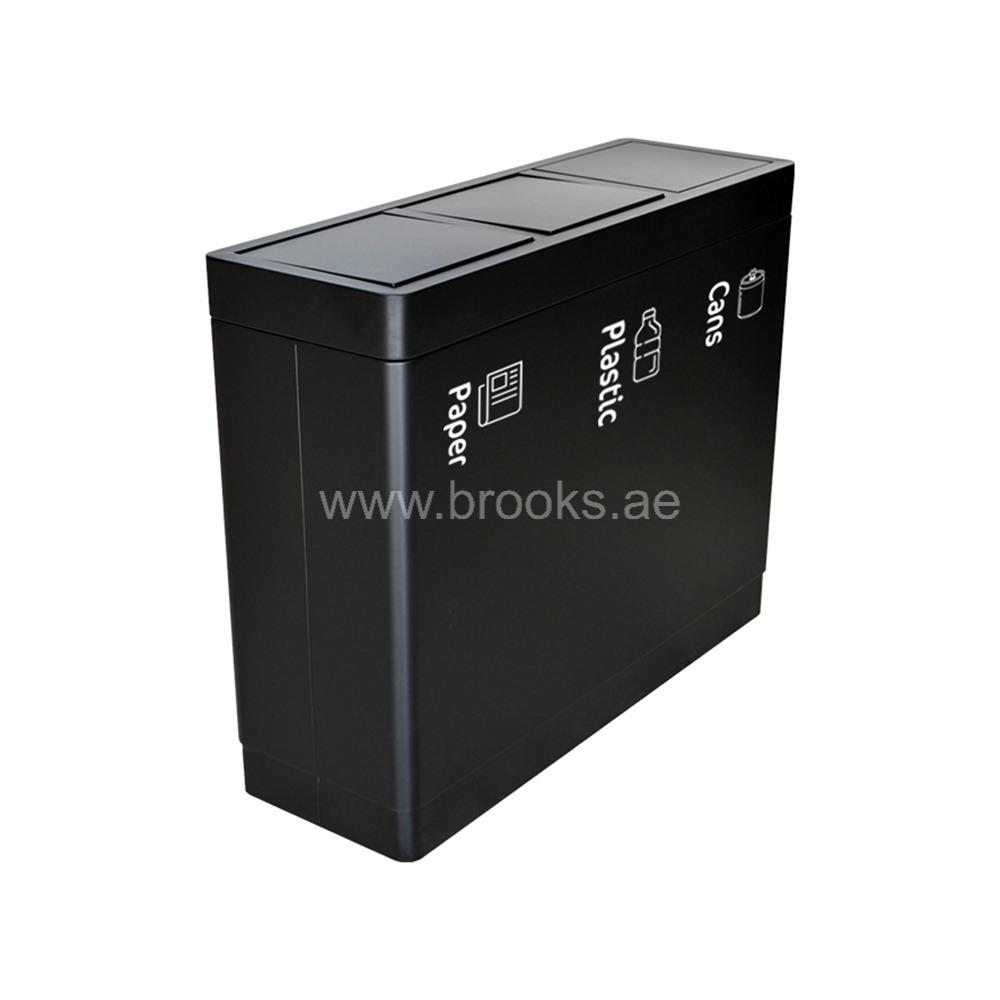 Brooks VALEZ 3 Stream Recycle Swing Bin Black 156Ltr
