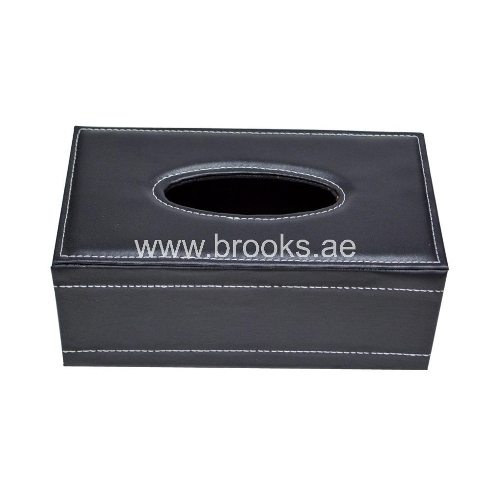 Leather Finish Tissue Box Black