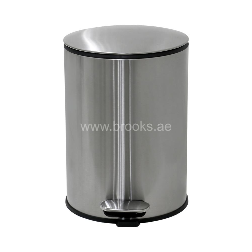 Brooks Hennex SS Round Pedal Bin Silver 8Ltr 