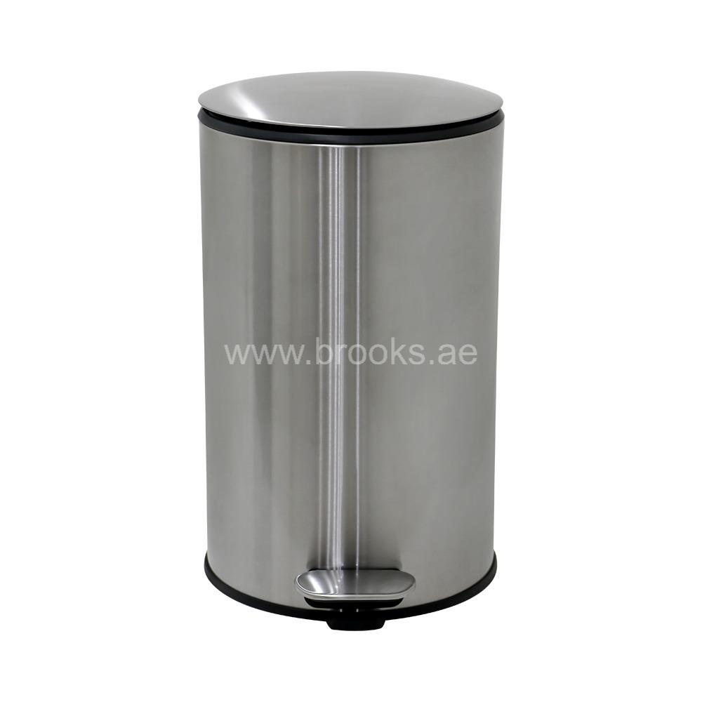 Brooks Hennex SS Round Pedal Bin Silver 12Ltr